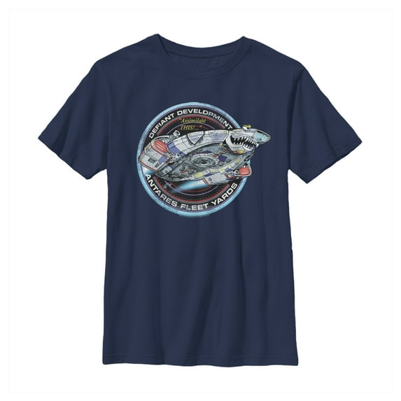 Boy's Star Trek: Deep Space Nine Defiant Development Assimilate This Graphic Tee Navy Blue Small