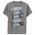thumbnail image 1 of Boy's Star Trek: The Next Generation Dad You Are as Smart as Data, as Strong as Worf, as Dependable as Geordi, as Brave as Picard  Performance Graphic Tee Charcoal Heather Small, 1 of 4
