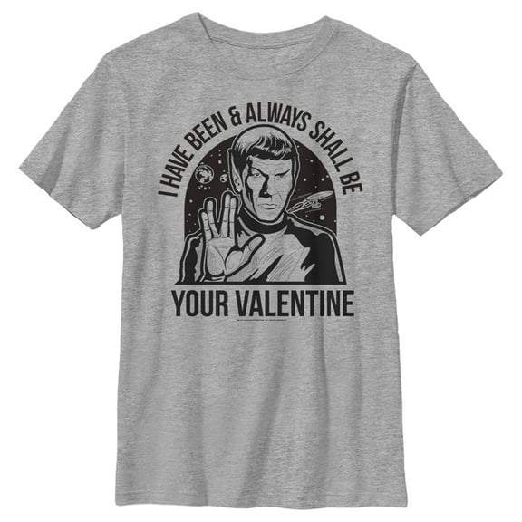 Boy's Star Trek Spock Always Shall Be Valentine  Graphic Tee Athletic Heather Small