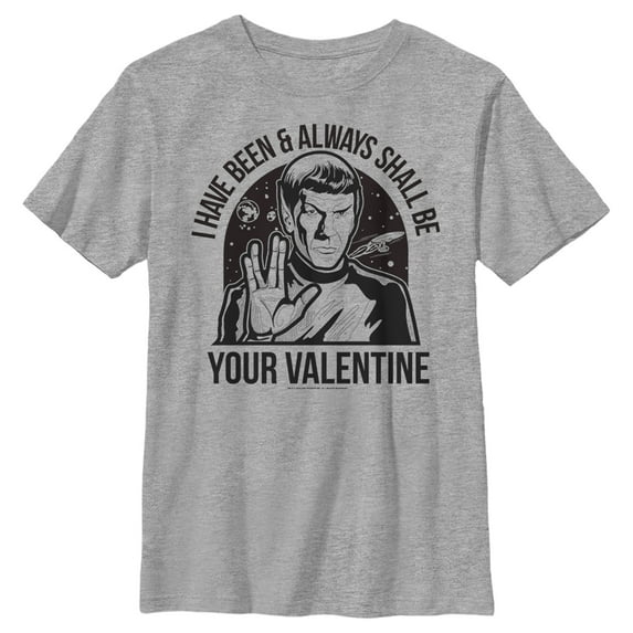 Boy's Star Trek Spock Always Shall Be Valentine Graphic Tee Athletic Heather Small