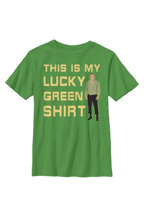 Boy's Star Trek St. Patrick's Day Kirk This is my Lucky Green Shirt  Graphic Tee Kelly Green Medium