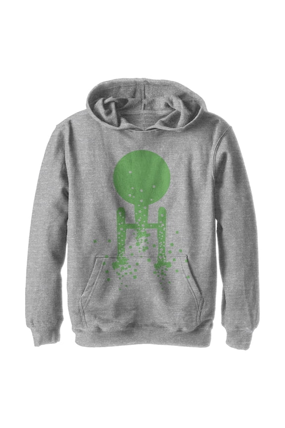 Boy's Star Trek St. Patrick's Enterprise Clover Fill Pull Over Hoodie Athletic Heather Medium