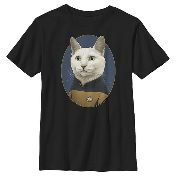 Boy's Star Trek: The Next Generation Commander Data Cat  Graphic Tee Black Medium