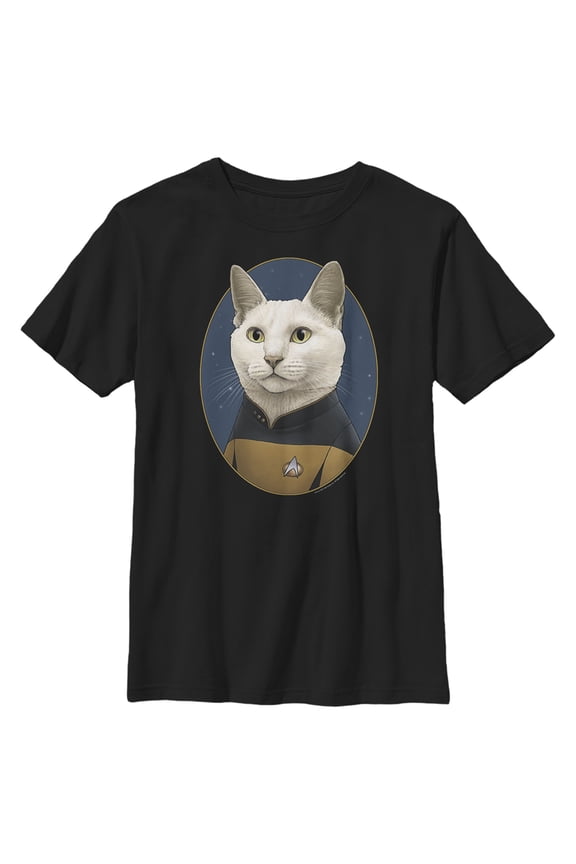 Boy's Star Trek: The Next Generation Commander Data Cat Graphic Tee Black X Large