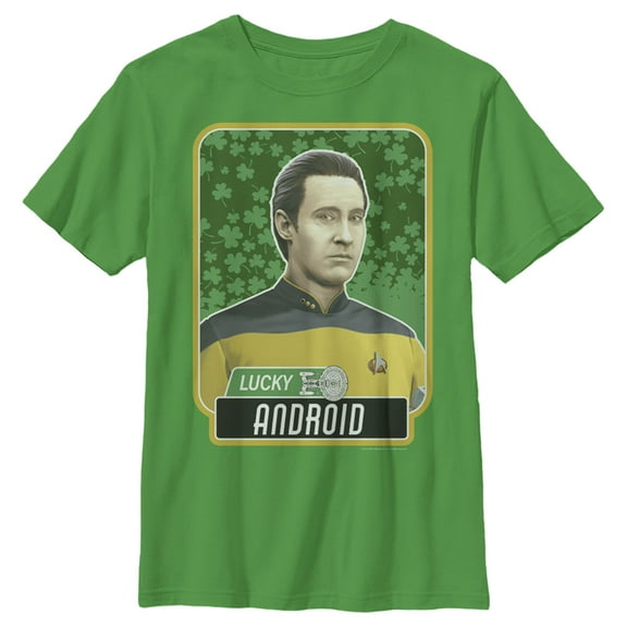 Boy's Star Trek: The Next Generation Commander Data St. Patrick's Day Lucky Android  Graphic Tee Kelly Green X Large