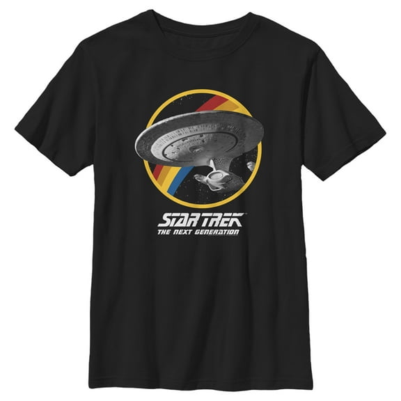 Boy's Star Trek: The Next Generation Rainbow USS Enterprise Circle Galaxy Stars  Graphic Tee Black Medium