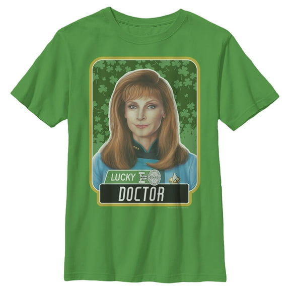 Boy's Star Trek: The Next Generation St. Patrick's Day Lucky Doctor Beverly Crusher  Graphic Tee Kelly Green X Small