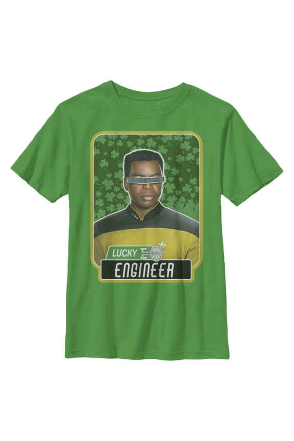 Boy's Star Trek: The Next Generation St. Patrick's Day Lucky Engineer La Forge Graphic Tee Kelly Green Large