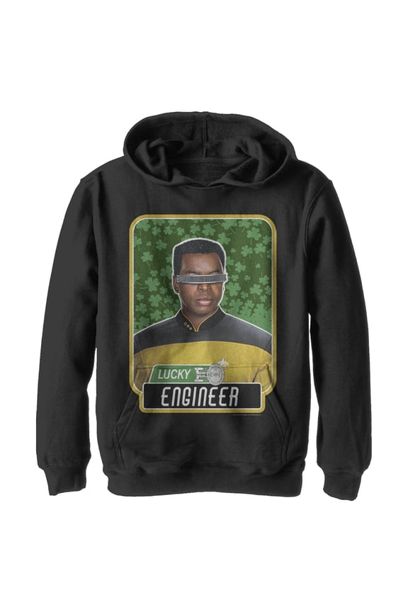 Boy's Star Trek: The Next Generation St. Patrick's Day Lucky Engineer La Forge Pull Over Hoodie Black X Large