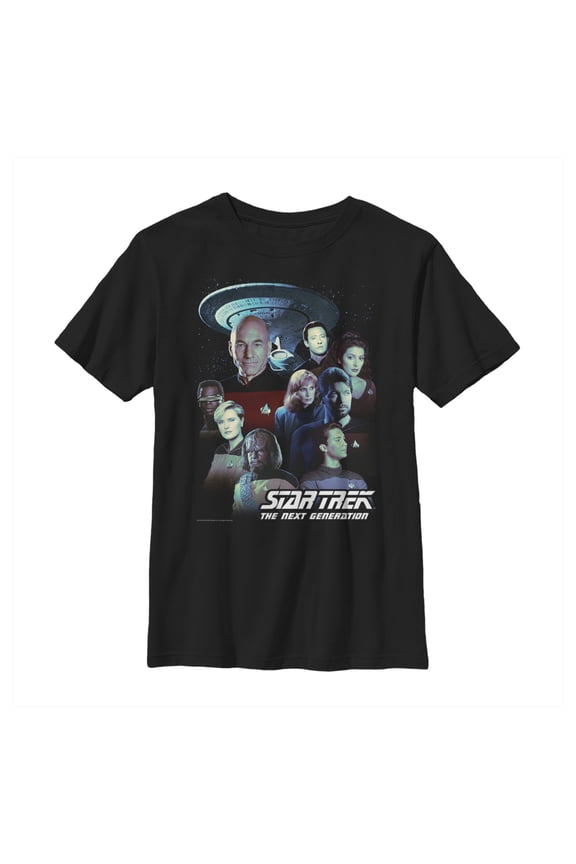 Boy's Star Trek: The Next Generation Starfleet Classic Color Crew Poster Graphic Tee Black X Large
