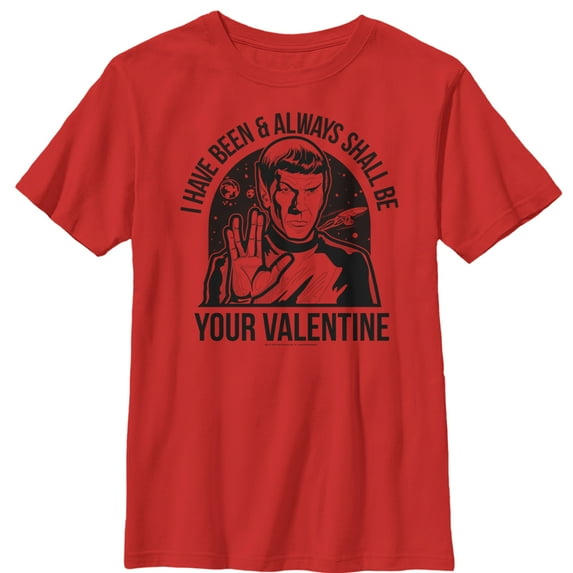Boy's Star Trek: The Original Series Spock Always Shall Be Valentine Graphic Tee Red Small