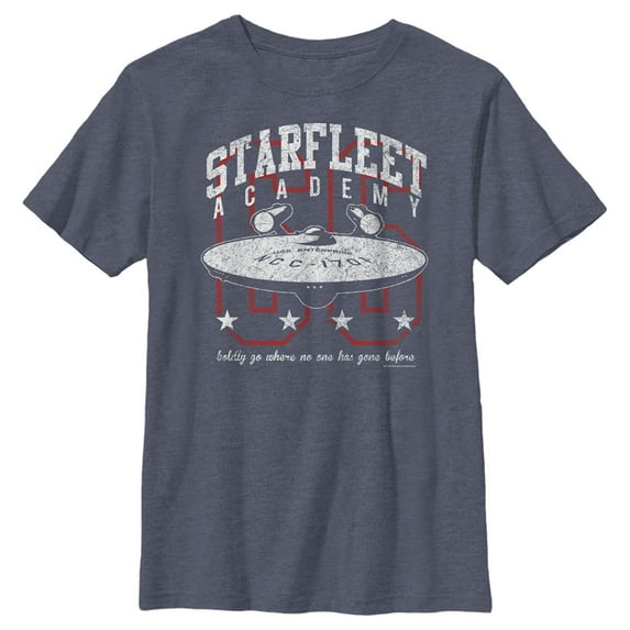 Boy's Star Trek: The Original Series Starfleet Academy Enterprise Boldly Go Graphic Tee Navy Blue Heather Small