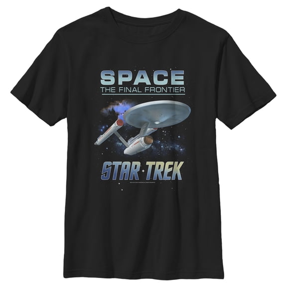 Boy's Star Trek: The Original Series USS Enterprise Space The Final Frontier Graphic Tee Black Small