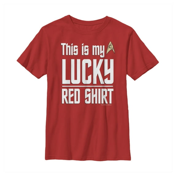 Boy's Star Trek This Is My Lucky Red Shirt Graphic Tee Red Small
