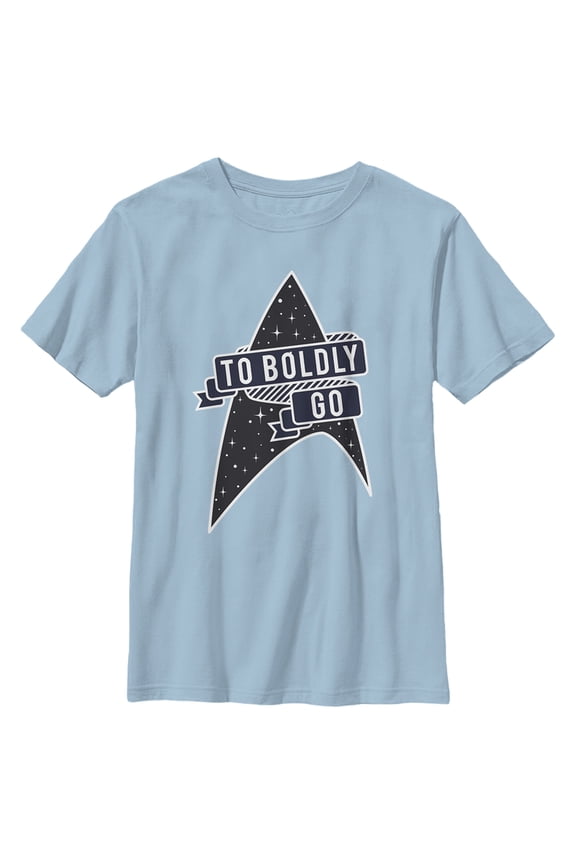 Boy's Star Trek To Boldly Go Starfleet Graphic Tee Light Blue Medium