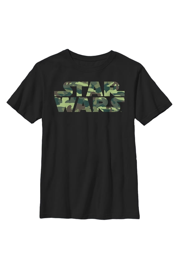Boy's Star Wars: A New Hope Camo Logo Graphic Tee Black X Small