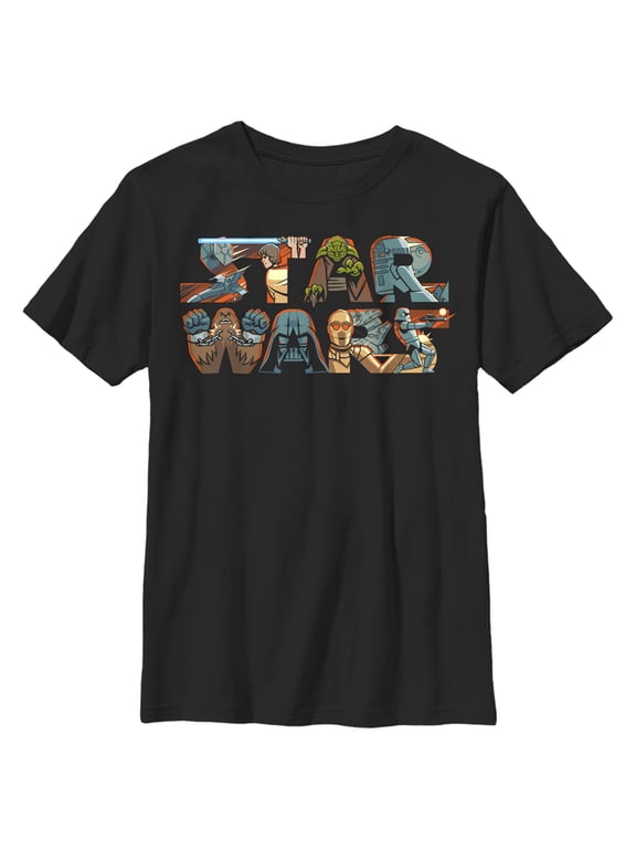 Boy's Star Wars: A New Hope Characters Logo Graphic Tee Black X Large