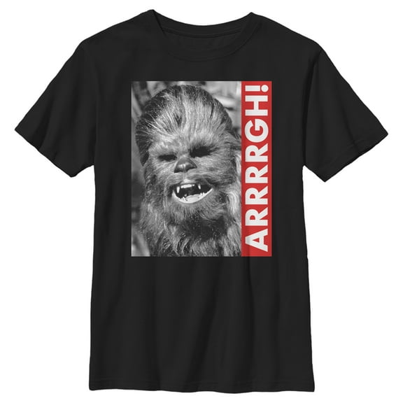 Boy's Star Wars: A New Hope Chewbacca Arrrrgh Black and White Scene  Graphic Tee Black Large