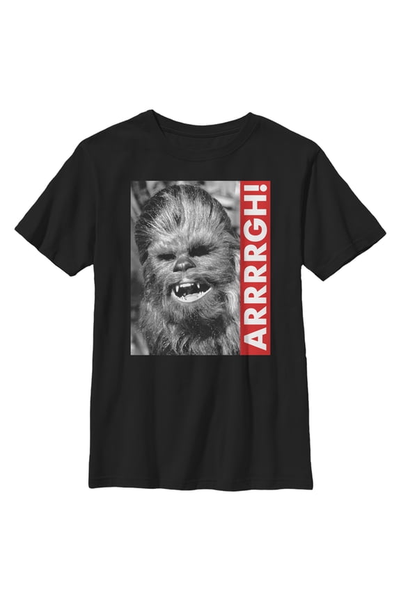 Boy's Star Wars: A New Hope Chewbacca Arrrrgh Black and White Scene Graphic Tee Black Medium