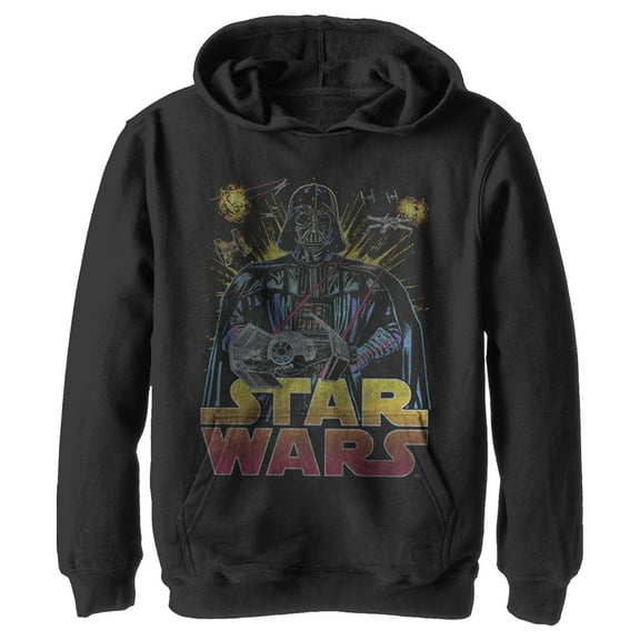 Boy's Star Wars: A New Hope Darth Vader Dogfight Pull Over Hoodie Black Medium