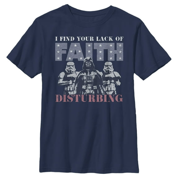 Boy's Star Wars: A New Hope Darth Vader I Find Your Lack of Faith Disturbing Graphic Tee Navy Blue Small