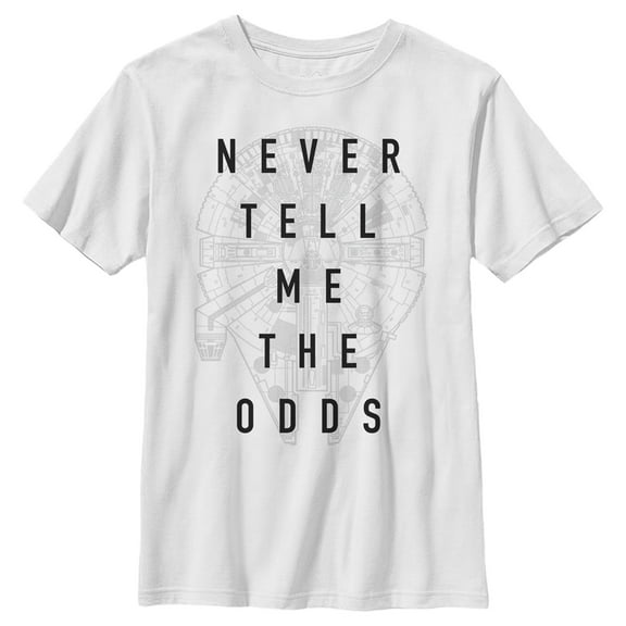Boy's Star Wars: A New Hope Never Tell Odds Millennium Falcon  Graphic Tee White X Large