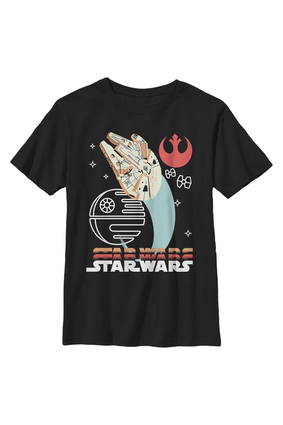 Boy's Star Wars: A New Hope Retro Icons Graphic Tee Black Medium