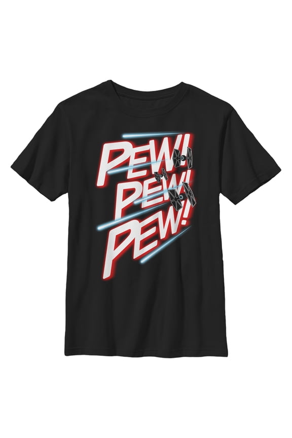 Boy's Star Wars: A New Hope TIE Fighter Pew Pew Pew Graphic Tee Black Medium