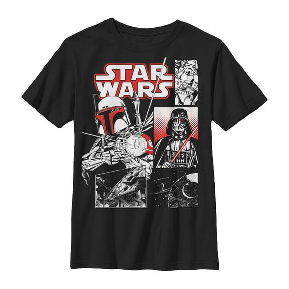 Boy's Star Wars Bad Guy Panel  Graphic Tee Black Medium
