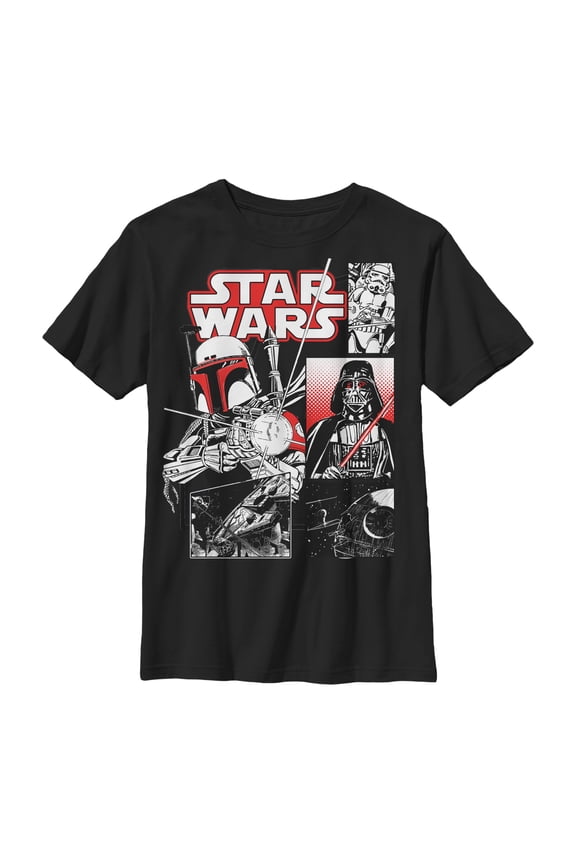 Boy's Star Wars Bad Guy Panel Graphic Tee Black Small