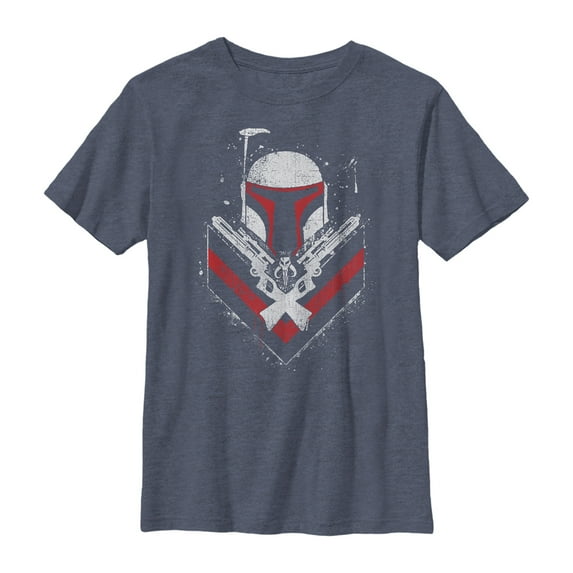 Boy's Star Wars Boba Fett No Threats Only Promises Graphic Tee Navy Blue Heather Small