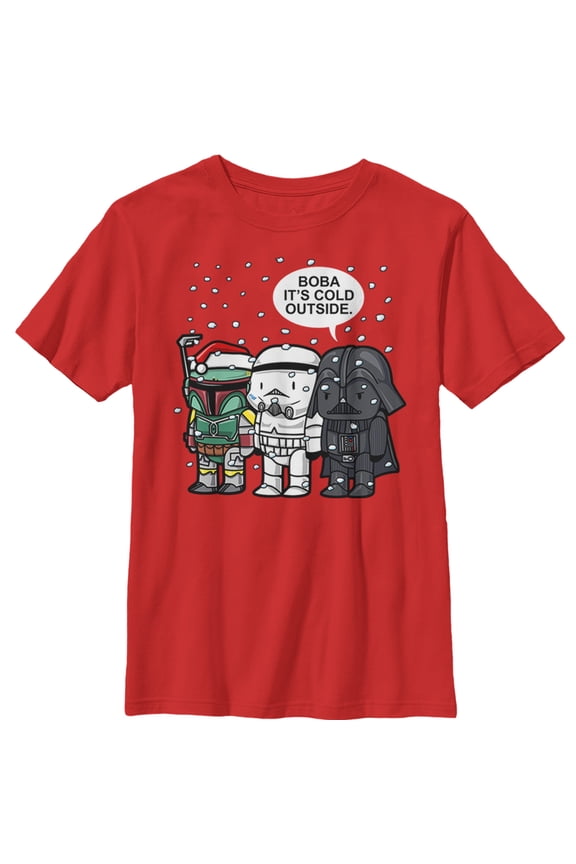 Boy's Star Wars Boba It's Cold Outside  Graphic Tee Red Large