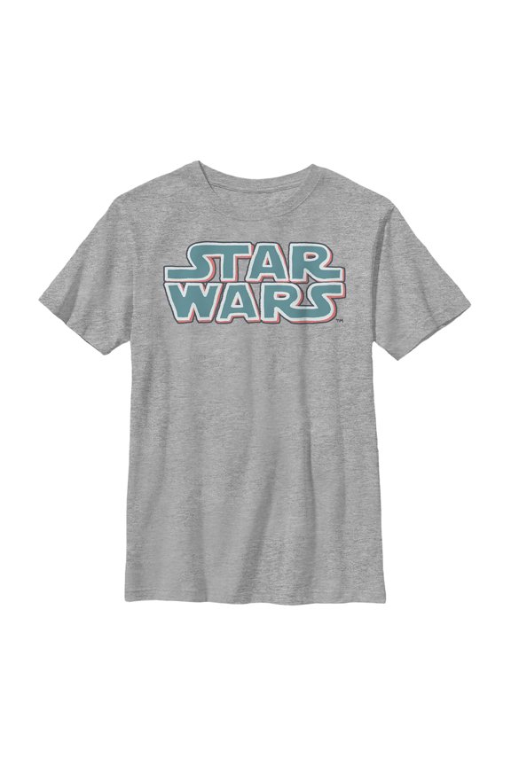 Boy's Star Wars Bubble Logo Scrawl Graphic Tee Athletic Heather Small