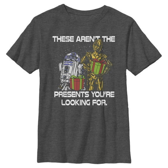 Boy's Star Wars C-3PO and R2-D2 Presents You're Looking For Graphic Tee Charcoal Heather Small