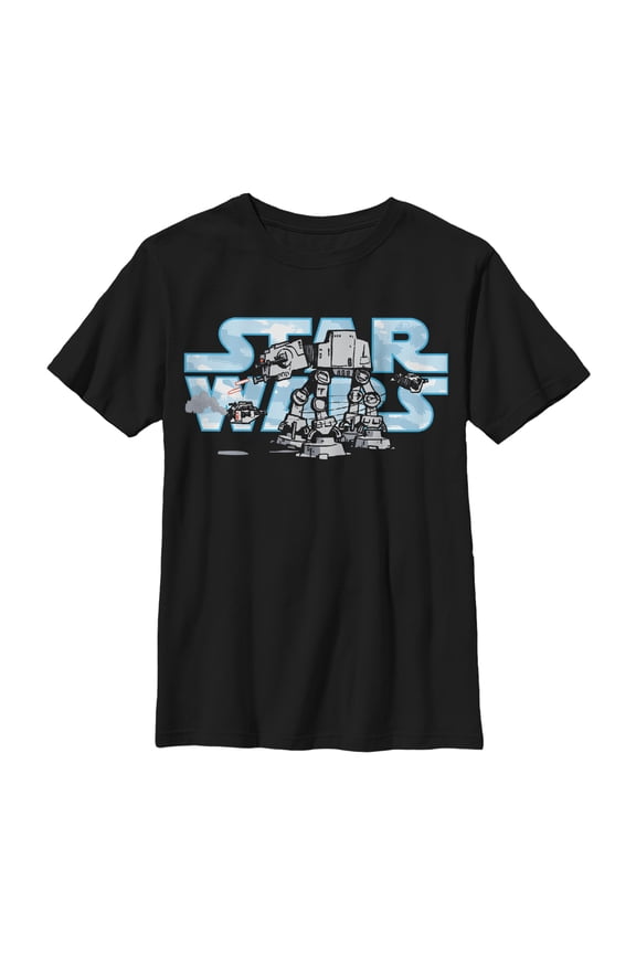 Boy's Star Wars Cartoon AT-AT Journey Graphic Tee Black Small