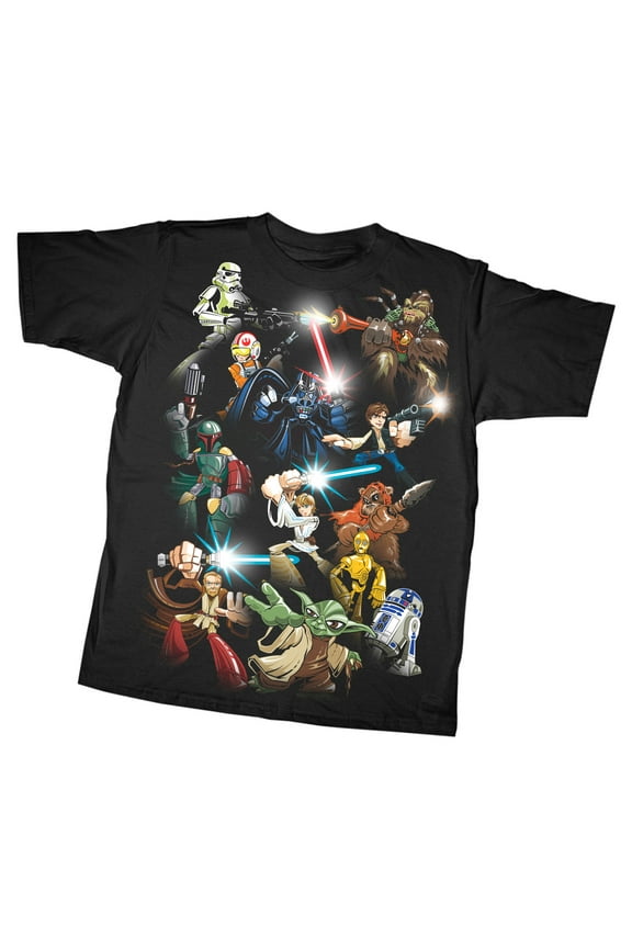 Boy's Star Wars Cartoon Collage Graphic Tee Black Large
