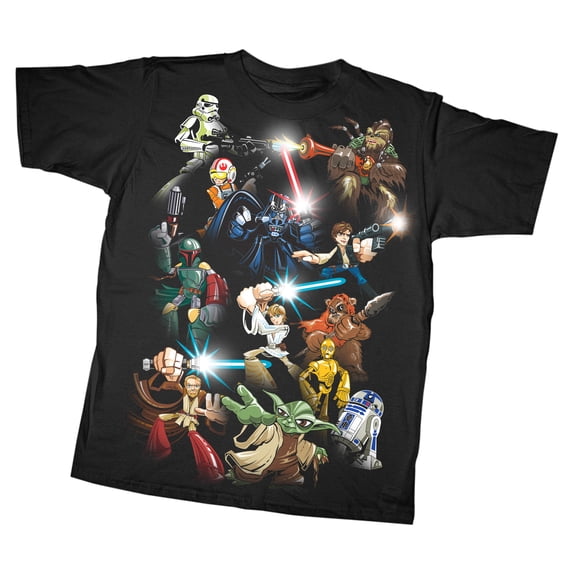 Boy's Star Wars Cartoon Collage Graphic Tee Black X Small