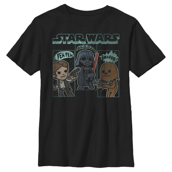 Boy's Star Wars Cartoon Sounds Graphic Tee Black Medium