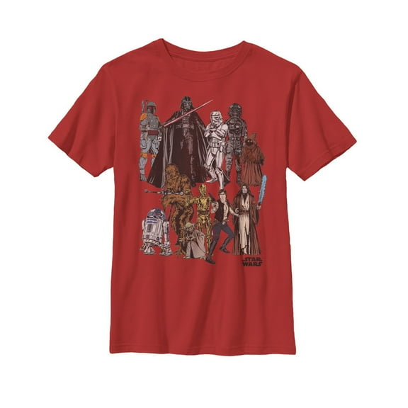 Boy's Star Wars Character Party  Graphic Tee Red X Small
