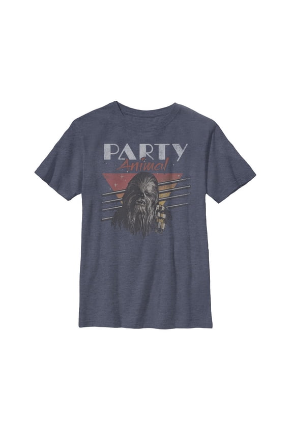 Boy's Star Wars Chewbacca Party Animal Graphic Tee Navy Blue Heather Medium
