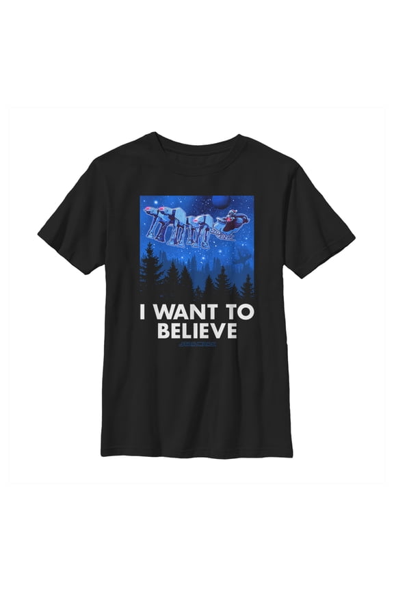 Boy's Star Wars Christmas AT-AT Reindeer Graphic Tee Black Small