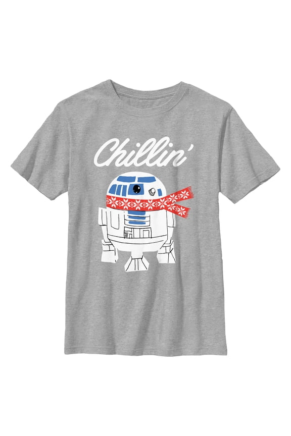 Boy's Star Wars Christmas Chillin R2-D2 Graphic Tee Athletic Heather Medium