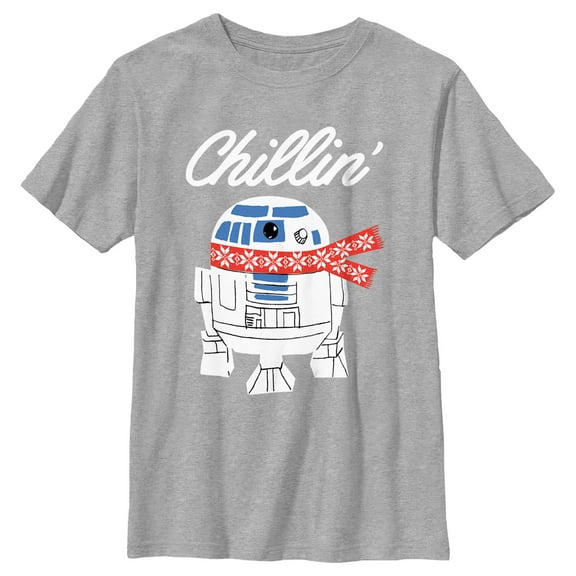 Boy's Star Wars Christmas Chillin R2-D2 Graphic Tee Athletic Heather Small