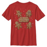 Boy's Star Wars Christmas Gingerbread Characters Graphic Tee Red Large