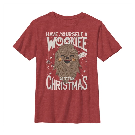 Boy's Star Wars Christmas Have Yourself a Wookie Graphic Tee Red Small