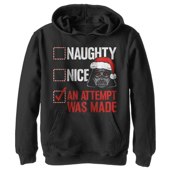 Boy's Star Wars Christmas Vader Attempt Made  Pull Over Hoodie Black Medium