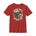 thumbnail image 1 of Boy's Star Wars Christmas Yoda May the Force Graphic Tee Red X Large, 1 of 3
