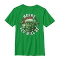 thumbnail image 1 of Boy's Star Wars Christmas Yoda Merry You Will Be Graphic Tee Kelly Green X Large, 1 of 3