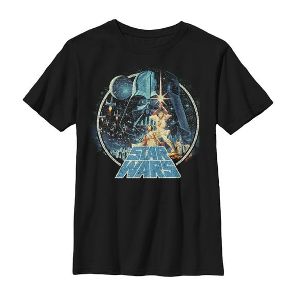 Boy's Star Wars Classic Scene Circle  Graphic Tee Black X Large