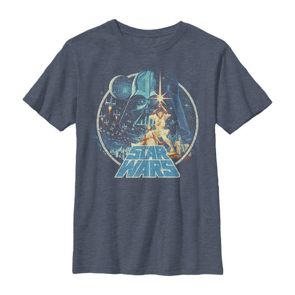 Boy's Star Wars Classic Scene Circle  Graphic Tee Navy Blue Heather X Large